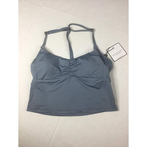NWT Laundry by Shelli Segal Blue Women’s Paded Strappy Ruched Swim Top Size S